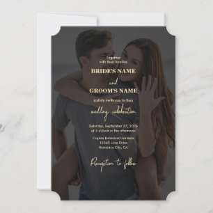 Invitation Mariage de couverture photo Black Gold moderne
