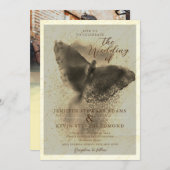 Invitation Mariage de couverture photo Papillon doré de luxe (Devant / Derrière)