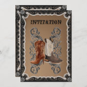 Invitation Mariage de cow-boy de campagne occidentale rustiqu (Devant / Derrière)