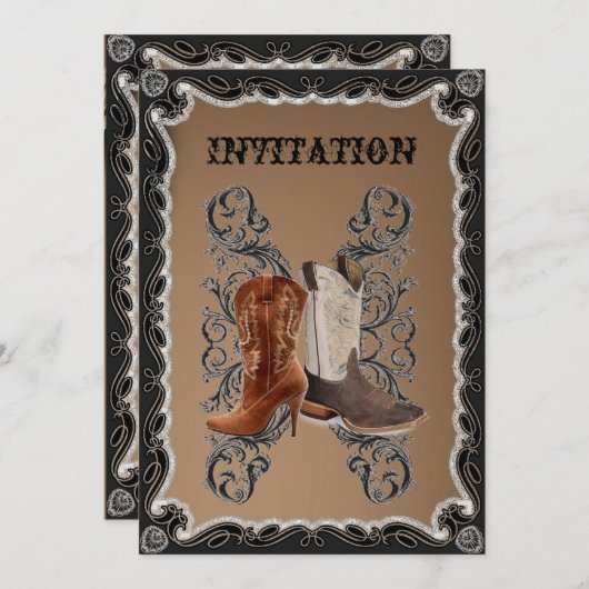 Invitation Mariage de cow-boy de campagne occidentale rustiqu (Devant / Derrière)