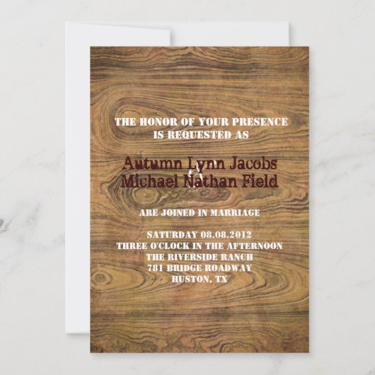 Invitation Mariage de cow-boy rustique (Dos)