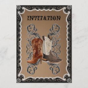 Invitation Mariage de cow-boy rustique de l'ouest américain