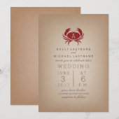Invitation Mariage de crabe de monogramme inspiré par le Stoc (Devant / Derrière)