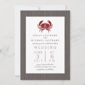 Invitation Mariage de crabe de monogramme rustique (Devant)