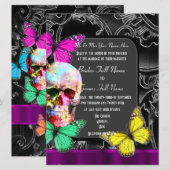 Invitation Mariage de crâne gothique alternatif (Devant / Derrière)
