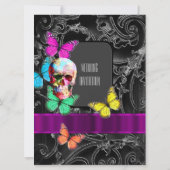 Invitation Mariage de crâne gothique alternatif (Dos)