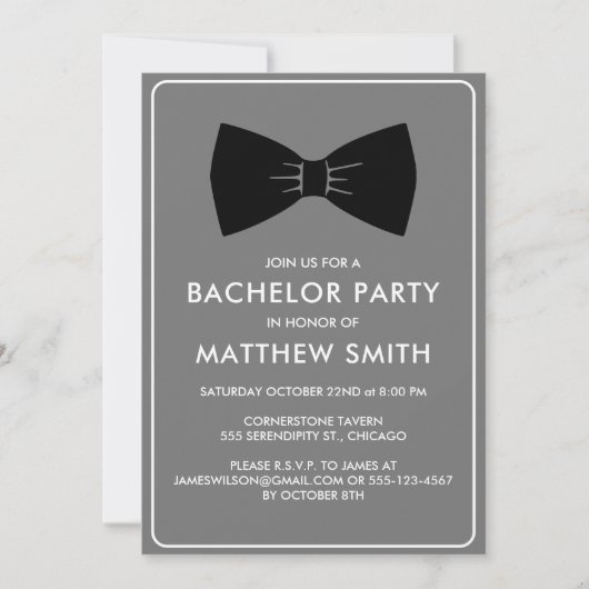 Invitation Mariage de Cravate de la de Bachelor Party Black (Devant)