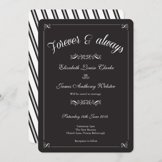 Invitation Mariage de Cravate noir (Devant / Derrière)