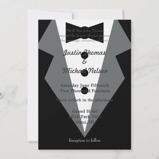 Invitation Mariage de Cravate noir (Devant)