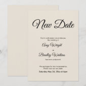 Invitation Mariage de Cream New Date Reporté Annonce (Devant / Derrière)
