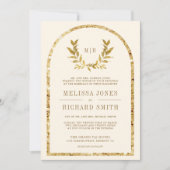 Invitation Mariage de crème Feuille Gold Laurel Wreath (Devant)