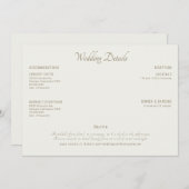 Invitation Mariage de crème moderne Détails II (Devant / Derrière)