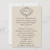 Invitation Mariage de crème Monogramme Argent (Devant)