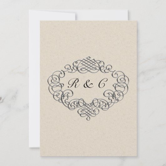 Invitation Mariage de crème Monogramme Argent (Dos)