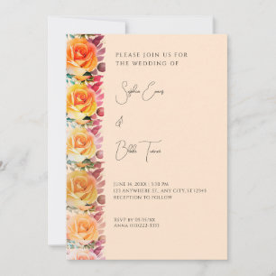 Invitation Mariage de crème Orange Ombre Rose moderne