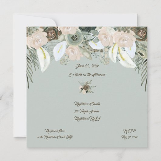 Invitation Mariage de crème Sage Green et Vanilla (Dos)