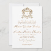 Invitation Mariage de crête de calligraphie élégant (Devant)