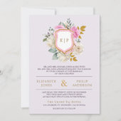 Invitation Mariage de crête de code QR couleur violet foncé (Devant)