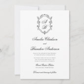 Invitation Mariage de crête de Monogramme Floral Classique (Devant)