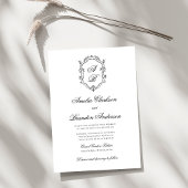 Invitation Mariage de crête de Monogramme Floral Classique