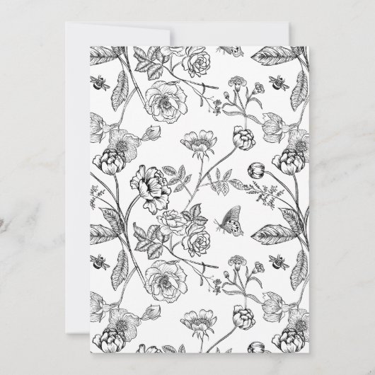 Invitation Mariage de crête de monogramme noir et blanc (Dos)