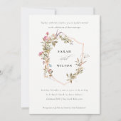 Invitation Mariage de crête Fleur sauvage rose rose chic (Devant)