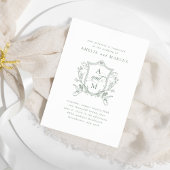 Invitation Mariage de crête Vintage Sage Green