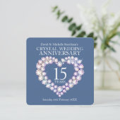 Invitation Mariage de cristal cœur 15 ans de fête (Debout devant)