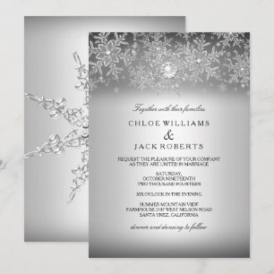 Invitation Mariage de cristal perle flocon de neige argent hi