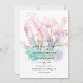 Invitation Mariage de cristaux d'aquarelle géométrique (Devant)