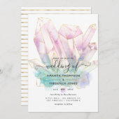 Invitation Mariage de cristaux d'aquarelle géométrique (Devant / Derrière)