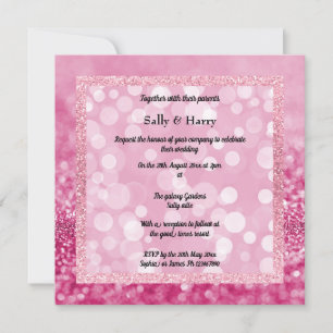 Invitation Mariage de cristaux d'étincelles rose moderne