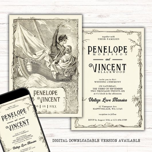 Invitation Mariage de croisière vintage