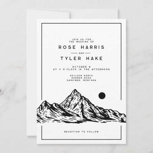 Invitation Mariage de croquis rustique moderne (Devant)