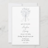 Invitation Mariage de croquis simple Fleur et Bow Whimsical (Devant)