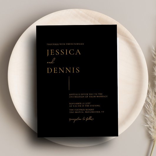 Invitation Mariage de cuivre minimaliste moderne élégant