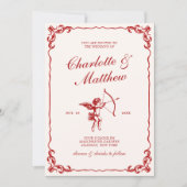 Invitation Mariage de Cupid'Arrow Red Vintage (Devant)