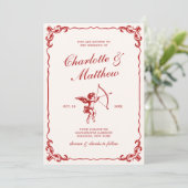 Invitation Mariage de Cupid'Arrow Red Vintage (Debout devant)