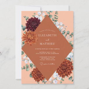 Invitation Mariage de Dahlia Orange Brûlé Côtiers
