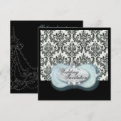 Invitation mariage de damas noir et blanc formel (Devant / Derrière)