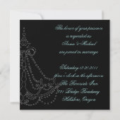 Invitation mariage de damas noir et blanc formel (Dos)