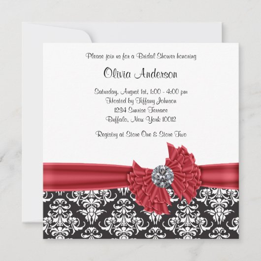 Invitation Mariage de Damas Rouge Noir (Devant)