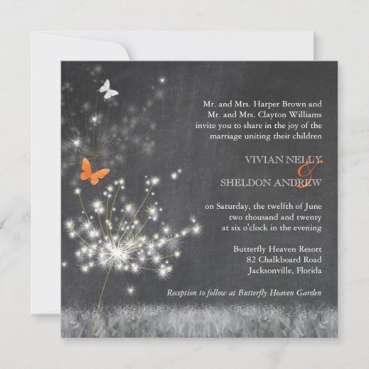 Invitation Mariage de Dandelion Chalkboard tendance (Devant)