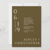 Invitation Mariage de date de fractionnement minimal de bronz (Devant)