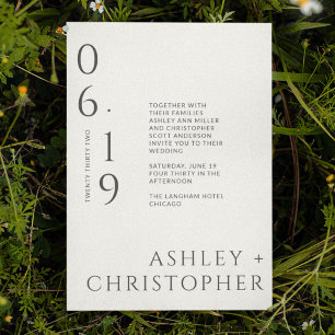 Invitation Mariage de date de fractionnement minimaliste mode