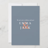 Invitation Mariage de date verticale bleu moderne (Dos)