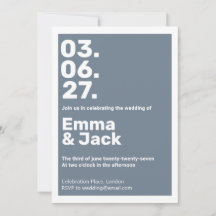 Mariage de date verticale bleu moderne