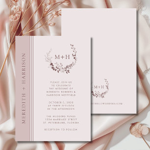 Invitation Mariage de  de couronne de monogramme rose Gold Bl