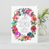 Invitation Mariage de  de couronnes florales couleur gras (Debout devant)
