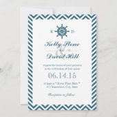 Invitation Mariage de  de cravate bleu Chevron (Devant)